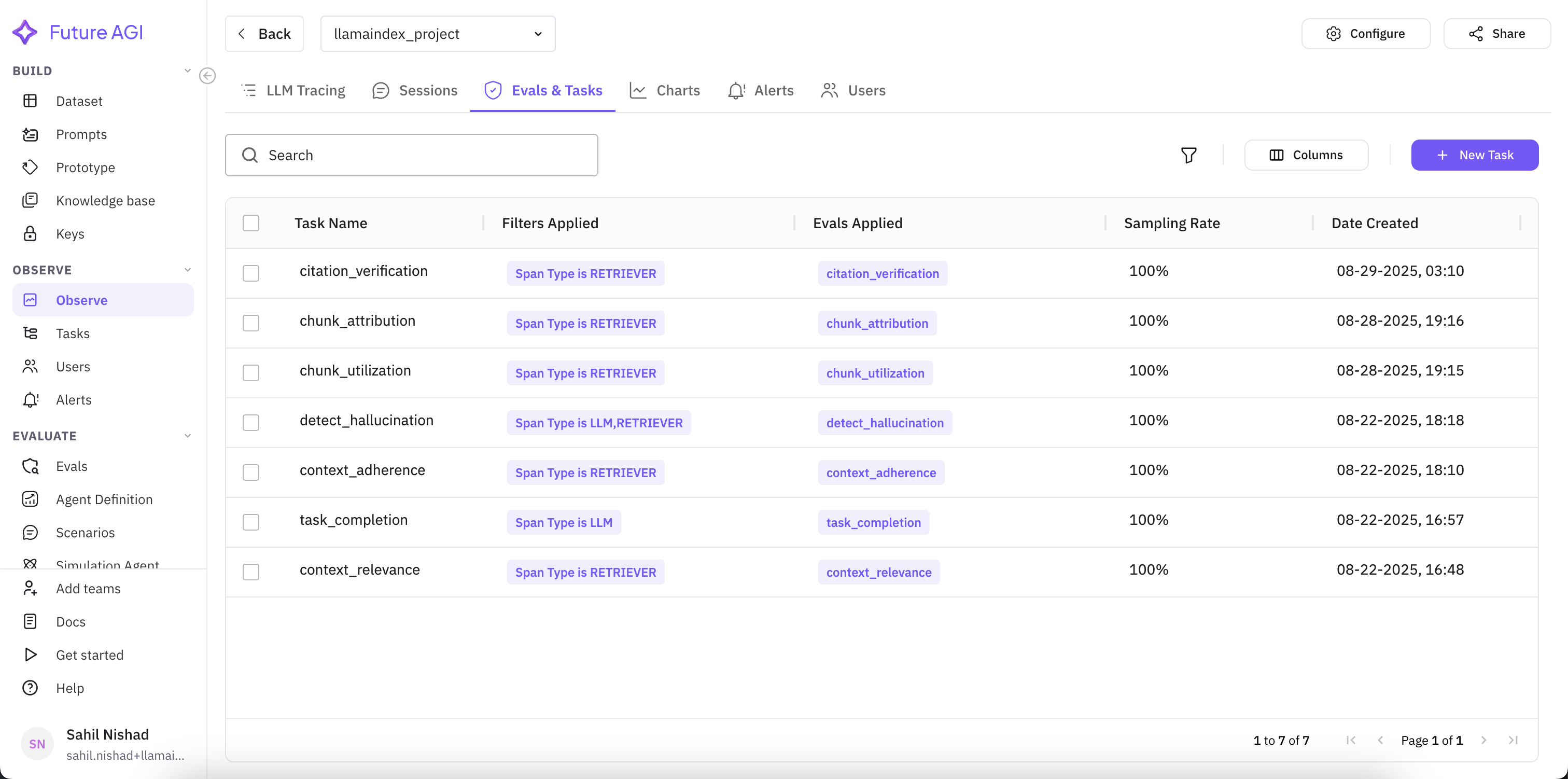 Fig 3. Setting up evals at span level