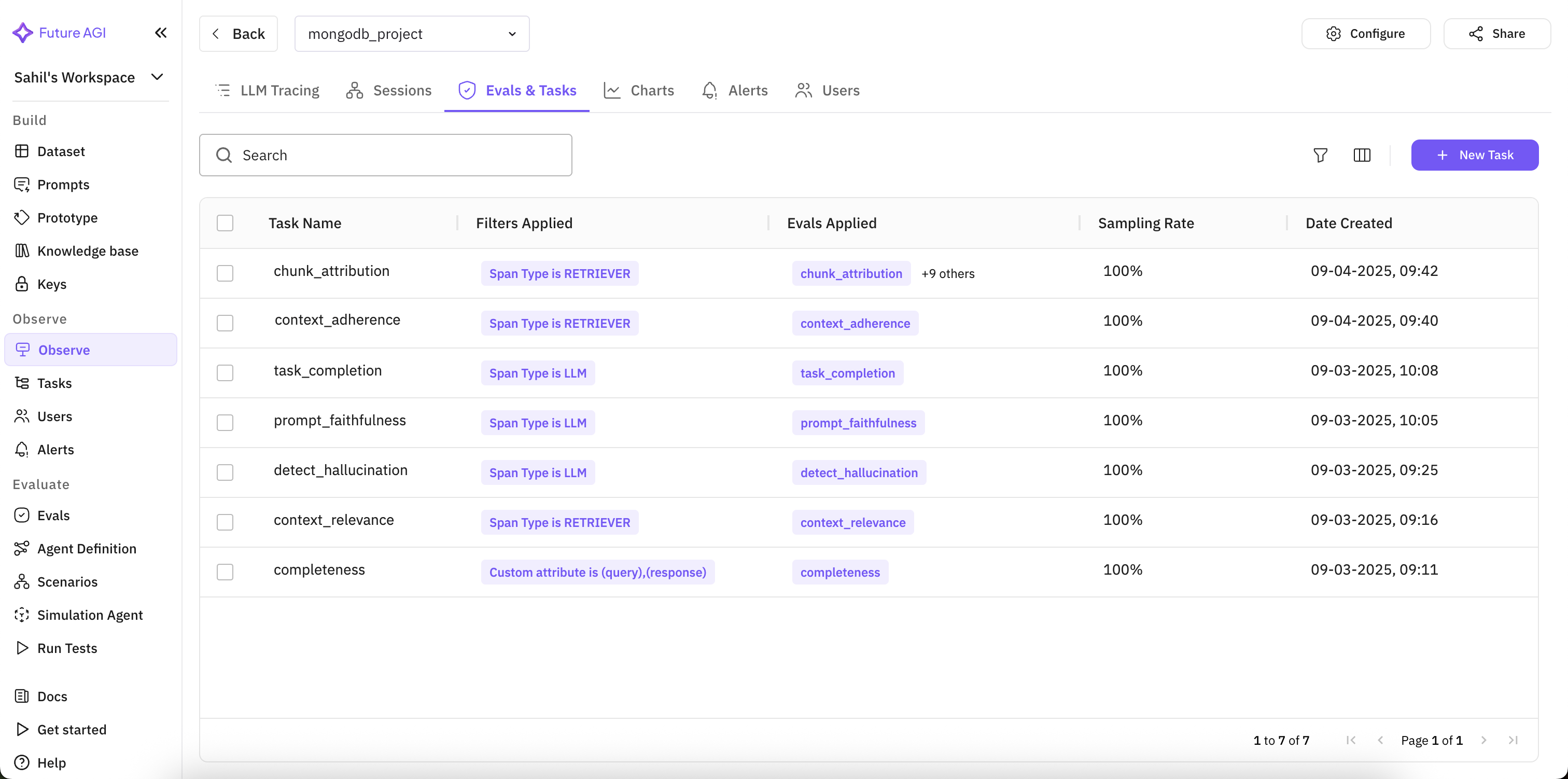 Fig 3. Setting up evals at span level