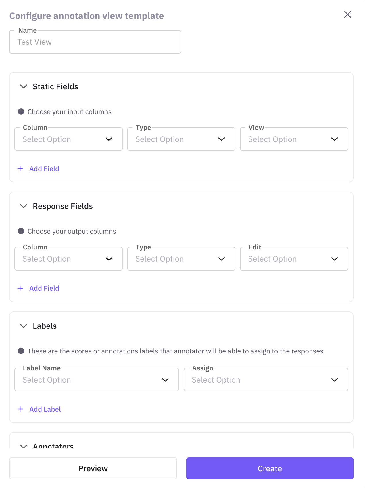 Open the annotation interface