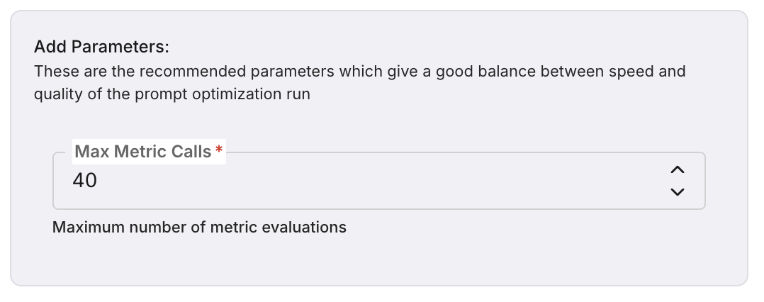 add parameters and evaluations