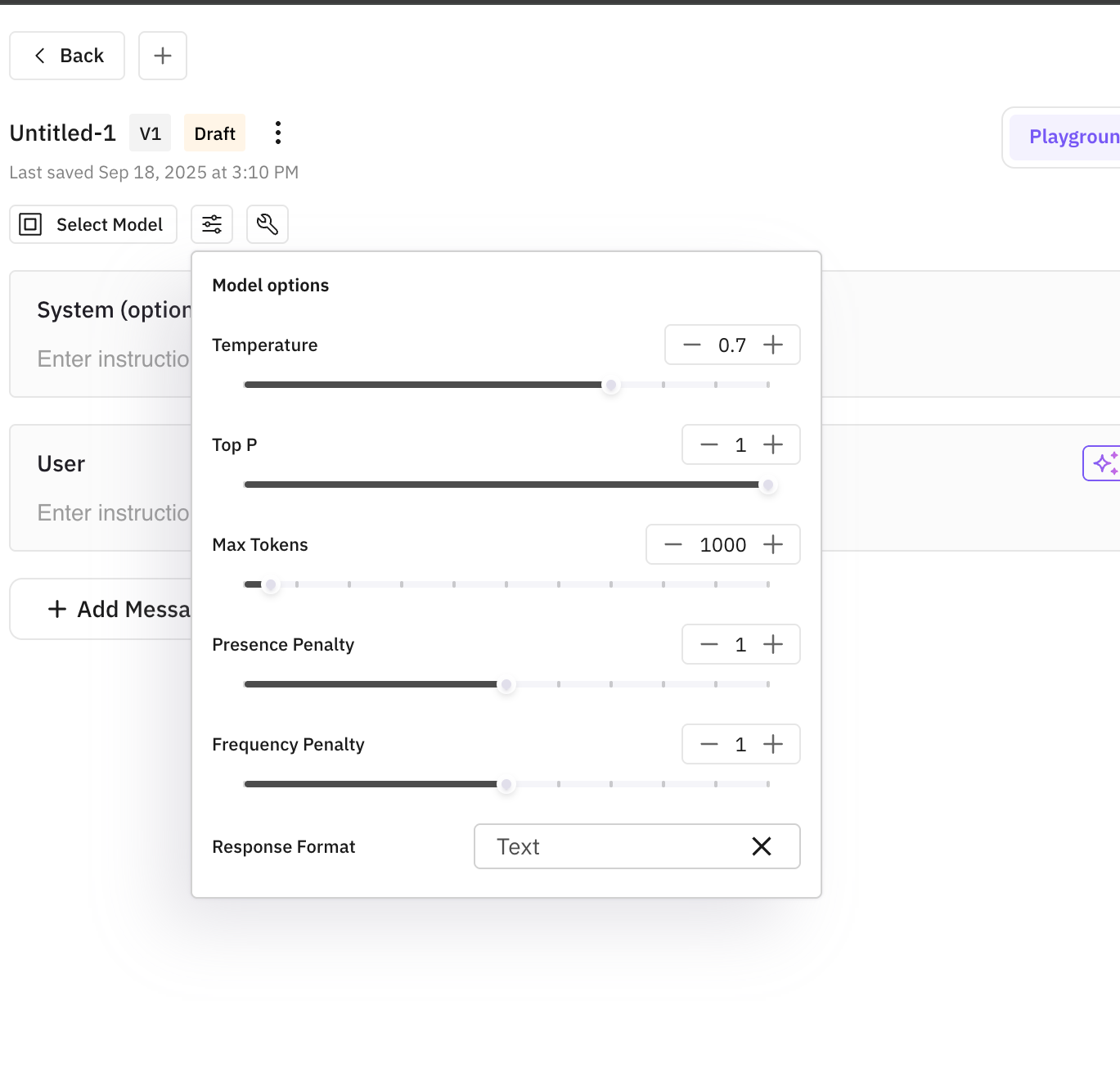 Configure model parameters