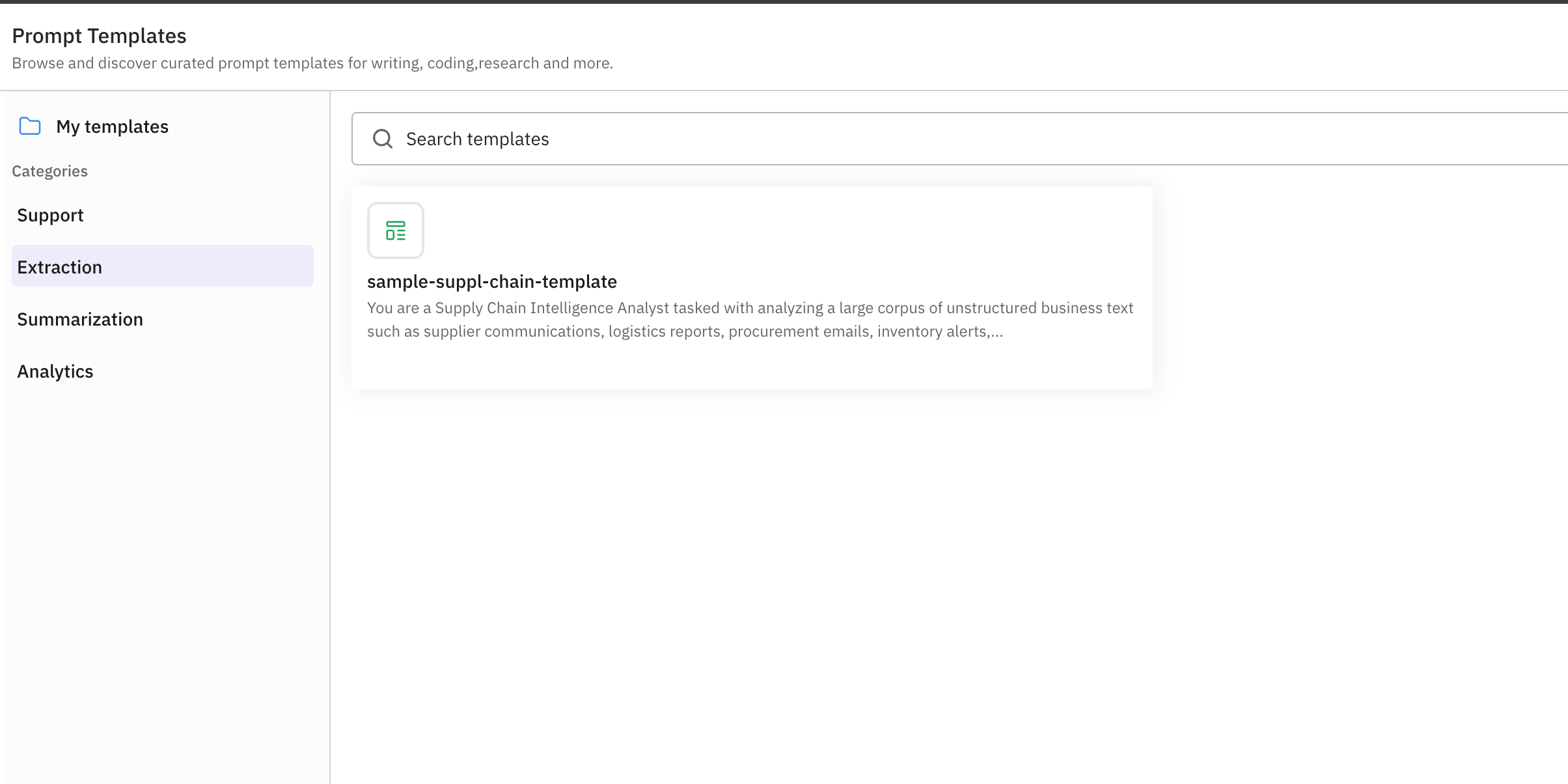 Browse template categories