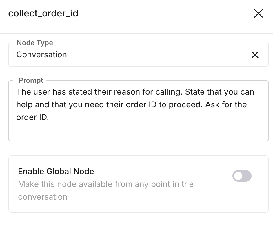 Conversation node side panel
