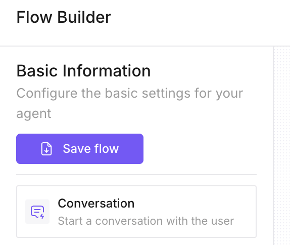 Save flow button in the Flow Builder sidebar