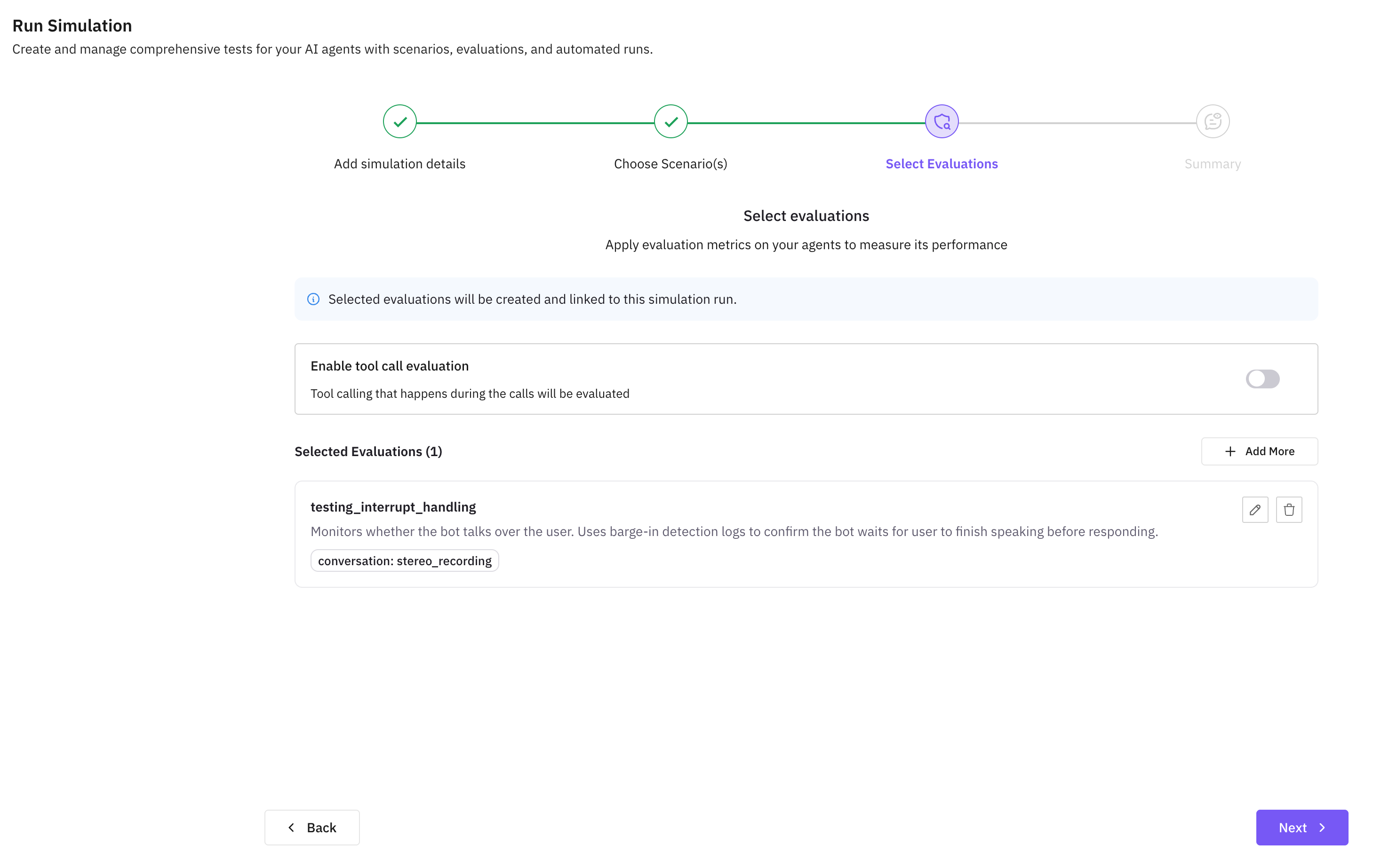 Selected evaluations