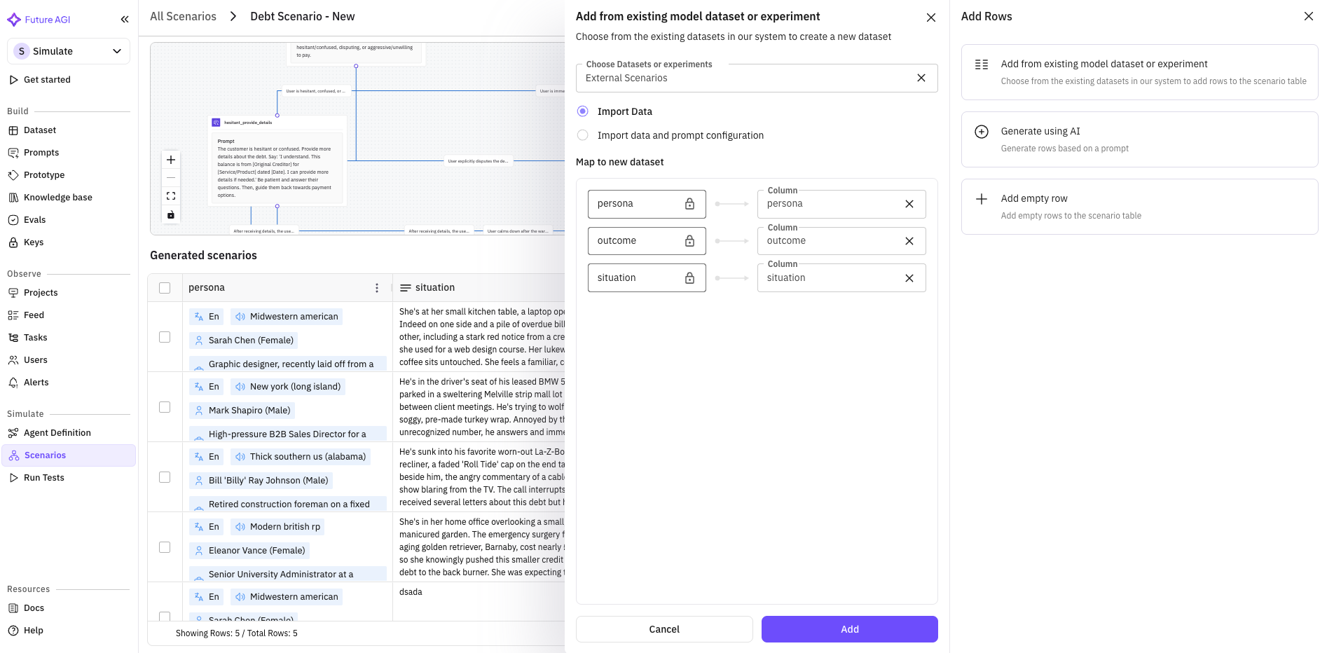 Scenario Add Rows Existing Dataset