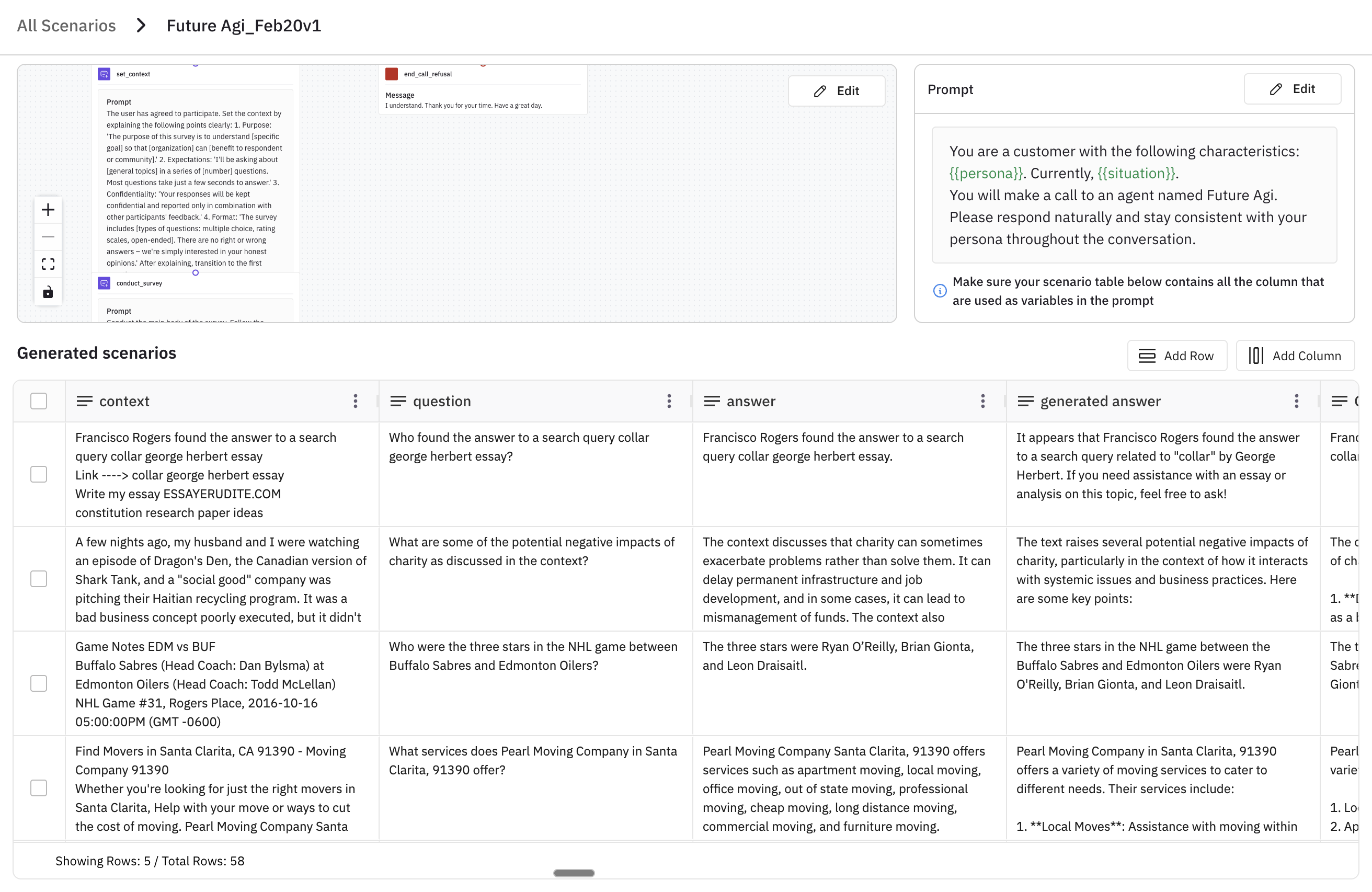 Scenario Detail view